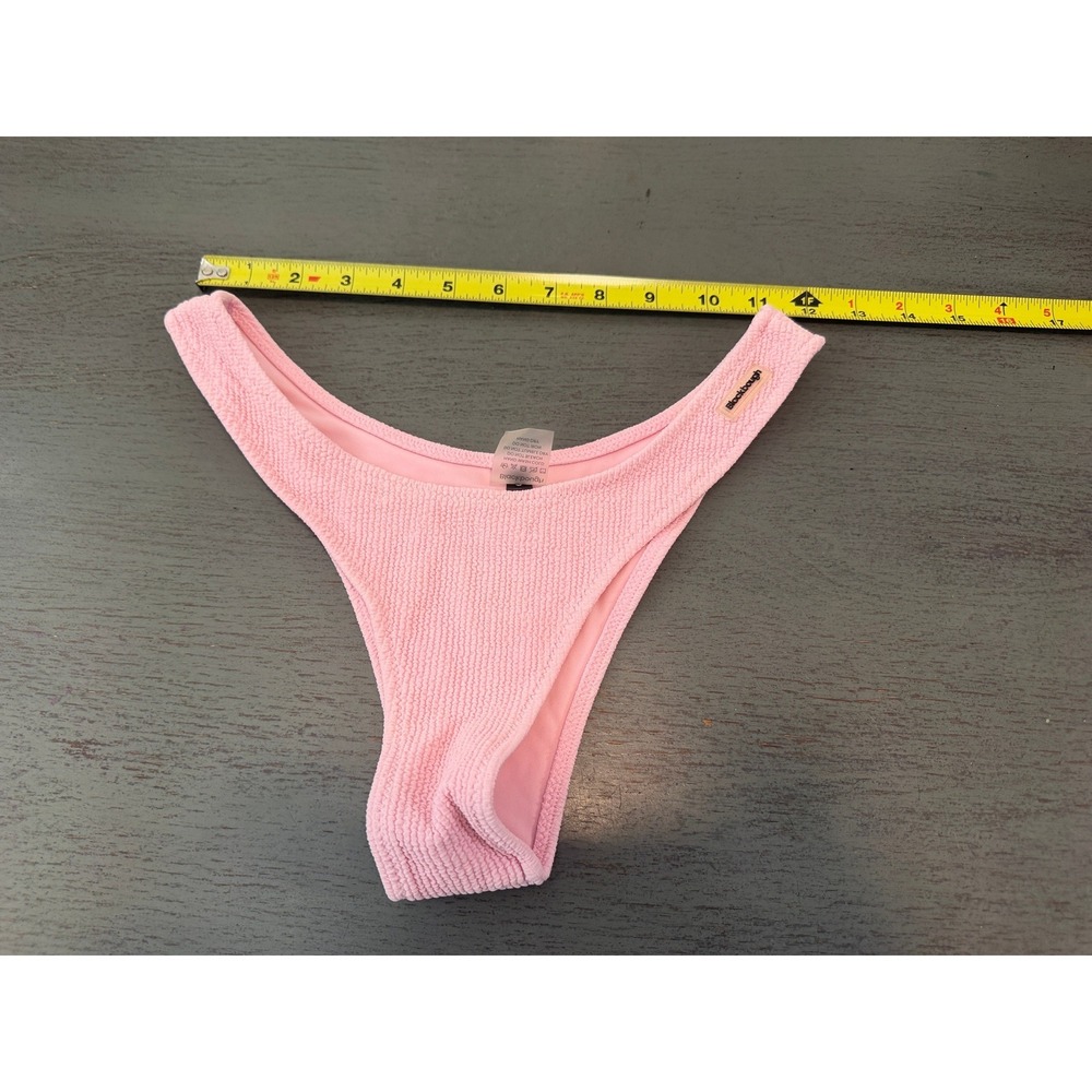 Blackbough Swim Pink Crinkle High Cut V-Front Bikini Bottom Small